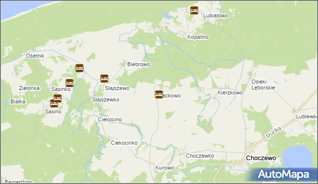 mapa Jackowo gmina Choczewo, Jackowo gmina Choczewo na mapie Targeo