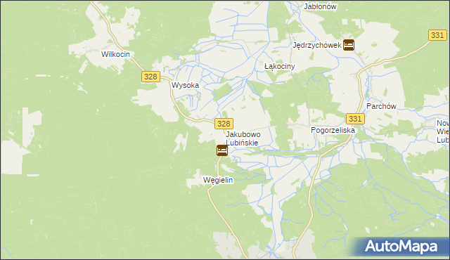 mapa Jakubowo Lubińskie, Jakubowo Lubińskie na mapie Targeo