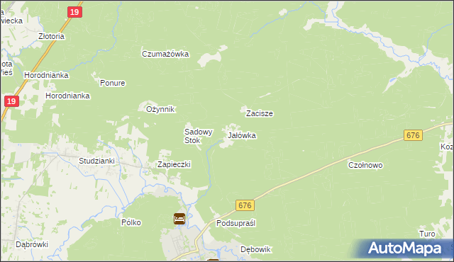 mapa Jałówka gmina Supraśl, Jałówka gmina Supraśl na mapie Targeo