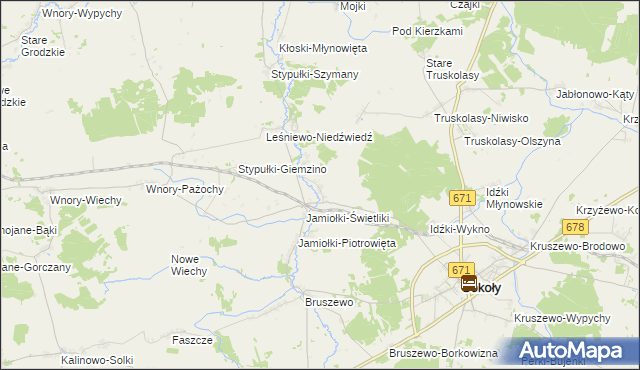 mapa Jamiołki-Godzieby, Jamiołki-Godzieby na mapie Targeo