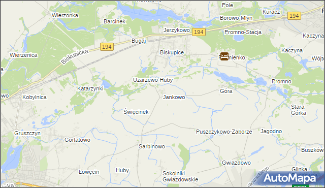 mapa Jankowo gmina Pobiedziska, Jankowo gmina Pobiedziska na mapie Targeo