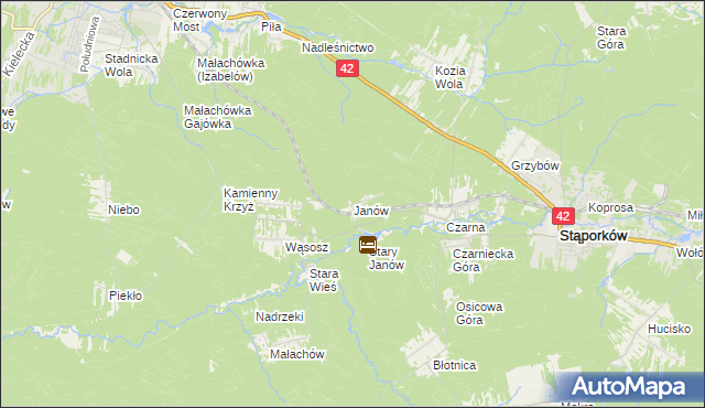 mapa Janów gmina Stąporków, Janów gmina Stąporków na mapie Targeo