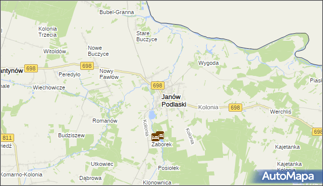 mapa Janów Podlaski, Janów Podlaski na mapie Targeo