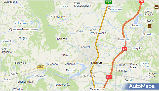 mapa Janówek gmina Tarczyn, Janówek gmina Tarczyn na mapie Targeo