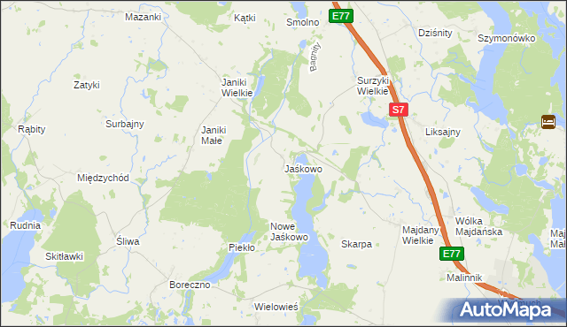 mapa Jaśkowo gmina Zalewo, Jaśkowo gmina Zalewo na mapie Targeo