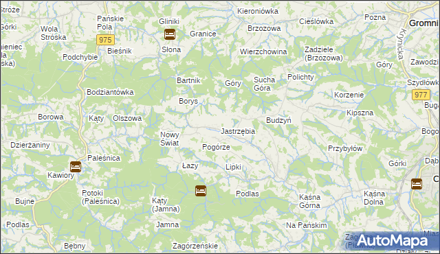 mapa Jastrzębia gmina Ciężkowice, Jastrzębia gmina Ciężkowice na mapie Targeo