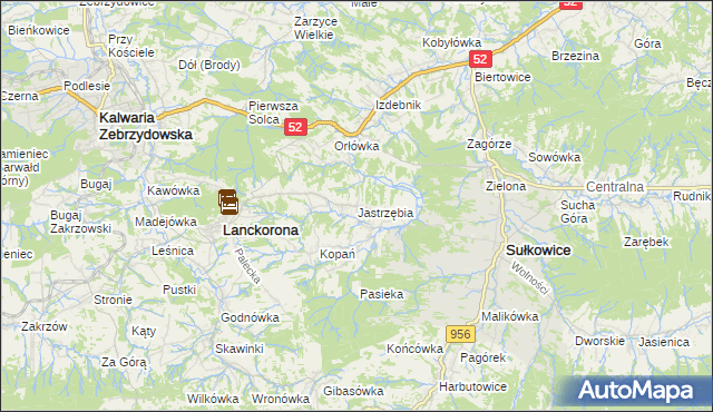 mapa Jastrzębia gmina Lanckorona, Jastrzębia gmina Lanckorona na mapie Targeo