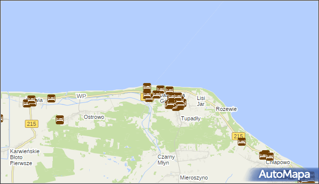 mapa Jastrzębia Góra, Jastrzębia Góra na mapie Targeo