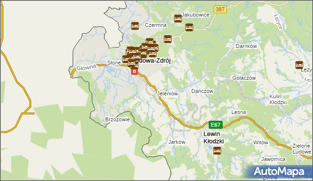 mapa Jeleniów gmina Lewin Kłodzki, Jeleniów gmina Lewin Kłodzki na mapie Targeo