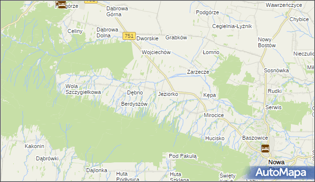 mapa Jeziorko gmina Nowa Słupia, Jeziorko gmina Nowa Słupia na mapie Targeo