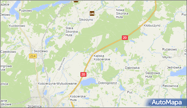 mapa Kaliska Kościerskie, Kaliska Kościerskie na mapie Targeo