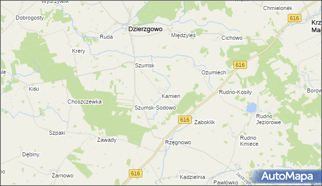 mapa Kamień gmina Dzierzgowo, Kamień gmina Dzierzgowo na mapie Targeo