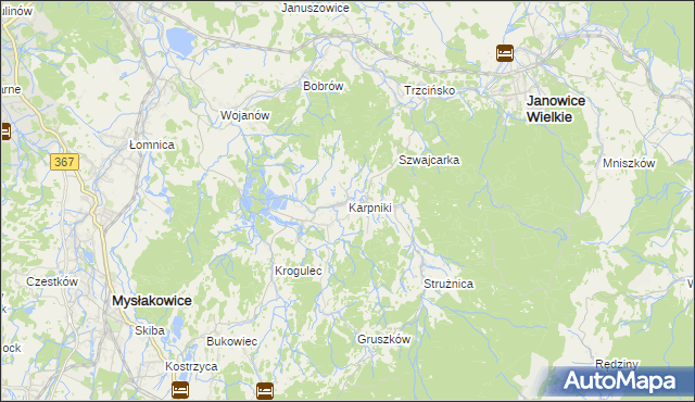 mapa Karpniki gmina Mysłakowice, Karpniki gmina Mysłakowice na mapie Targeo