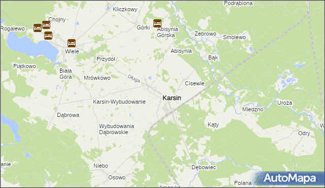 mapa Karsin powiat kościerski, Karsin powiat kościerski na mapie Targeo