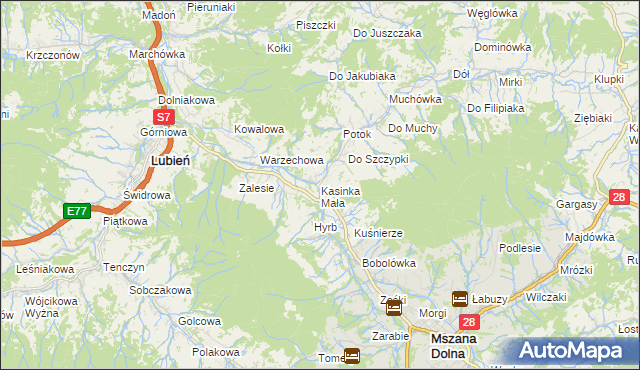 mapa Kasinka Mała, Kasinka Mała na mapie Targeo