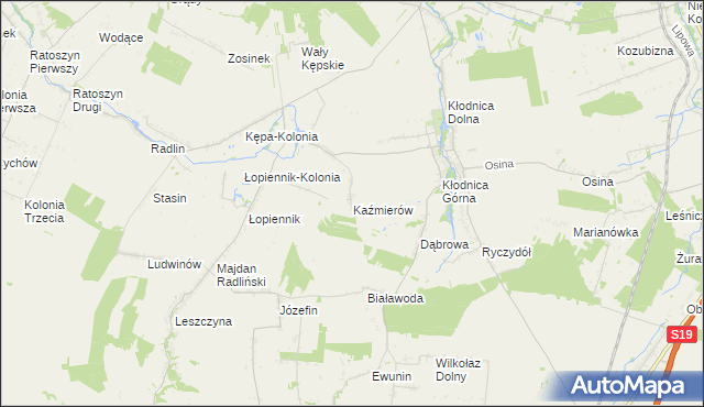 mapa Kaźmierów gmina Borzechów, Kaźmierów gmina Borzechów na mapie Targeo