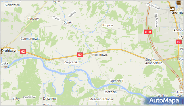 mapa Klekotowo gmina Siemiatycze, Klekotowo gmina Siemiatycze na mapie Targeo