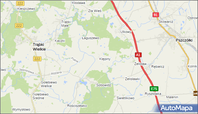 mapa Klępiny, Klępiny na mapie Targeo