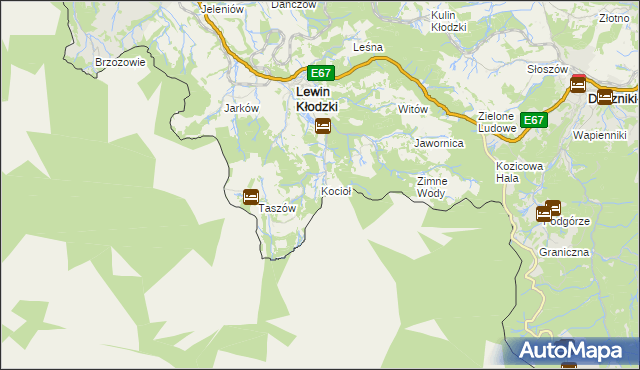 mapa Kocioł gmina Lewin Kłodzki, Kocioł gmina Lewin Kłodzki na mapie Targeo