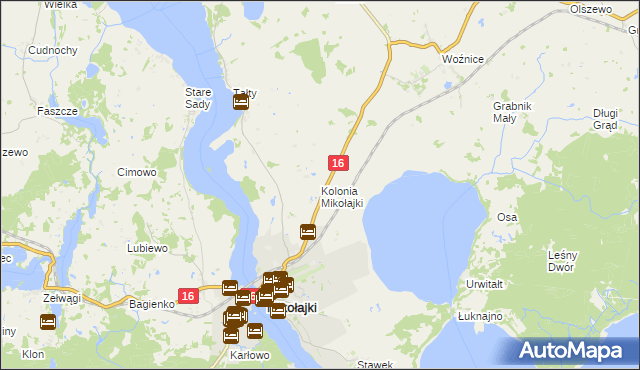 mapa Kolonia Mikołajki, Kolonia Mikołajki na mapie Targeo