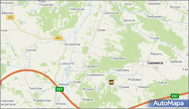 mapa Kolonia Osiek gmina Galewice, Kolonia Osiek gmina Galewice na mapie Targeo