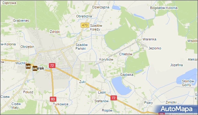 mapa Korytków gmina Turek, Korytków gmina Turek na mapie Targeo