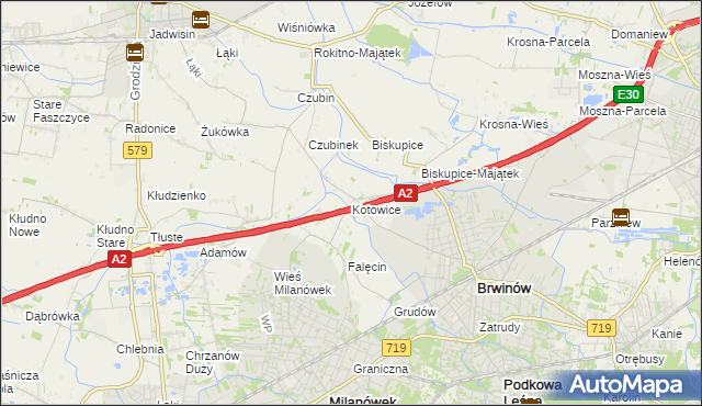 mapa Kotowice gmina Brwinów, Kotowice gmina Brwinów na mapie Targeo