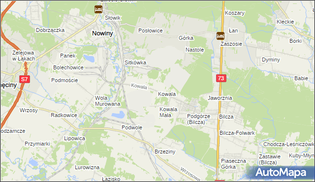 mapa Kowala gmina Sitkówka-Nowiny, Kowala gmina Sitkówka-Nowiny na mapie Targeo