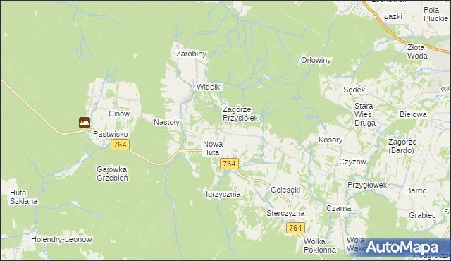 mapa Koziel gmina Raków, Koziel gmina Raków na mapie Targeo