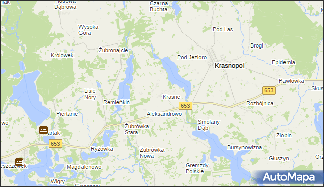 mapa Krasne gmina Krasnopol, Krasne gmina Krasnopol na mapie Targeo