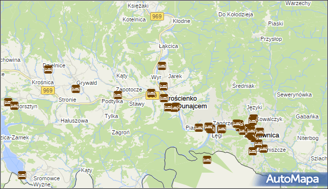 mapa Krościenko nad Dunajcem, Krościenko nad Dunajcem na mapie Targeo