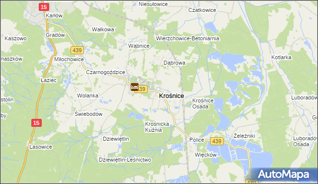 mapa Krośnice powiat milicki, Krośnice powiat milicki na mapie Targeo