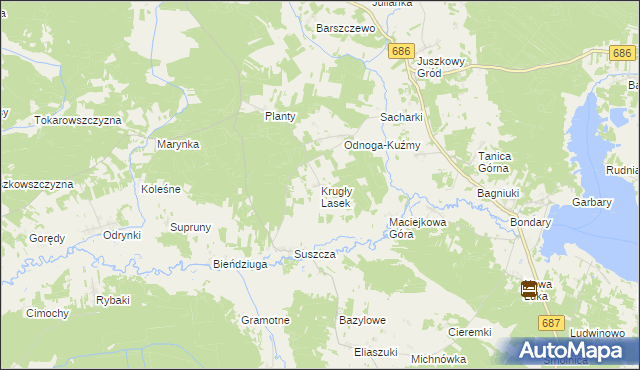 mapa Krugły Lasek, Krugły Lasek na mapie Targeo