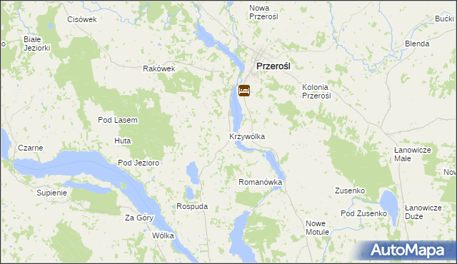 mapa Krzywólka gmina Przerośl, Krzywólka gmina Przerośl na mapie Targeo