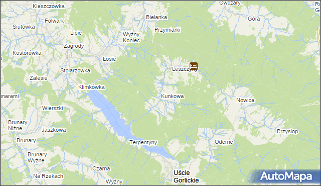 mapa Kunkowa, Kunkowa na mapie Targeo