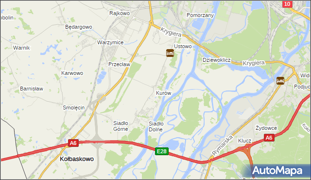 mapa Kurów gmina Kołbaskowo, Kurów gmina Kołbaskowo na mapie Targeo