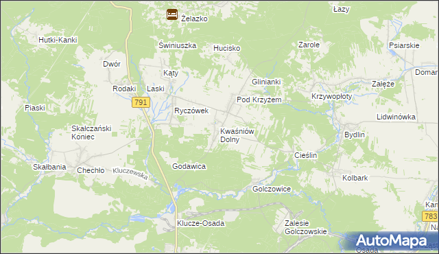 mapa Kwaśniów Dolny, Kwaśniów Dolny na mapie Targeo