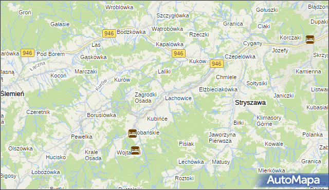 mapa Lachowice, Lachowice na mapie Targeo