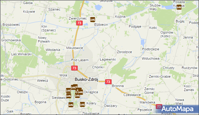 mapa Łagiewniki gmina Busko-Zdrój, Łagiewniki gmina Busko-Zdrój na mapie Targeo