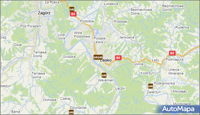 mapa Lesko, Lesko na mapie Targeo