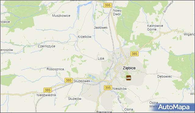 mapa Lipa gmina Ziębice, Lipa gmina Ziębice na mapie Targeo