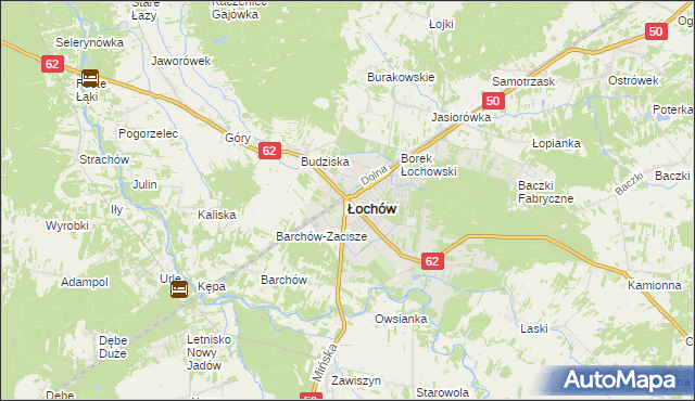 mapa Łochów powiat węgrowski, Łochów powiat węgrowski na mapie Targeo
