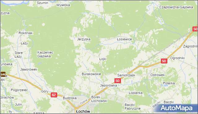 mapa Łojki gmina Łochów, Łojki gmina Łochów na mapie Targeo