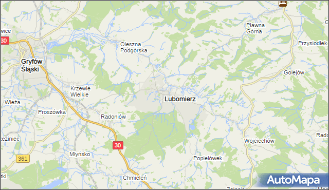 mapa Lubomierz powiat lwówecki, Lubomierz powiat lwówecki na mapie Targeo