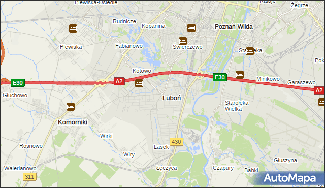 mapa Luboń powiat poznański, Luboń powiat poznański na mapie Targeo