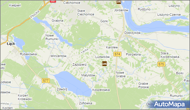 mapa Ludwików gmina Gąbin, Ludwików gmina Gąbin na mapie Targeo