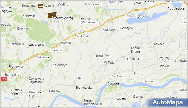 mapa Ludwinów gmina Solec-Zdrój, Ludwinów gmina Solec-Zdrój na mapie Targeo