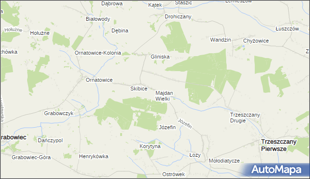 mapa Majdan Wielki gmina Trzeszczany, Majdan Wielki gmina Trzeszczany na mapie Targeo