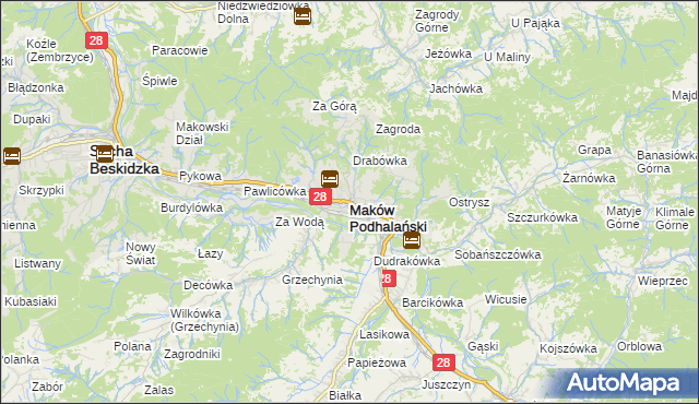 mapa Maków Podhalański, Maków Podhalański na mapie Targeo