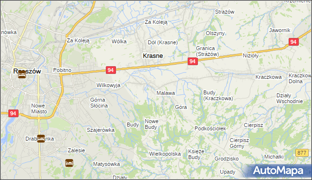 mapa Malawa gmina Krasne, Malawa gmina Krasne na mapie Targeo